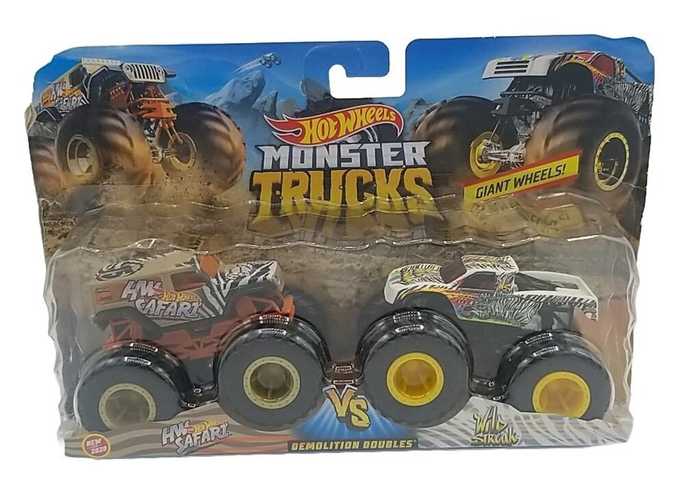 Hot Wheels Monster Truck Demolition Doubles HW Safari vs Wild Streak 1:64